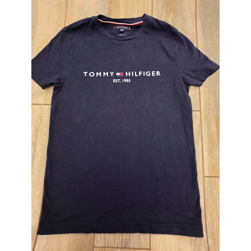 Tommy Hilfiger Mens Slim Fit Navy Blue Logo T-Shirt EST 1985 MW11465 Small